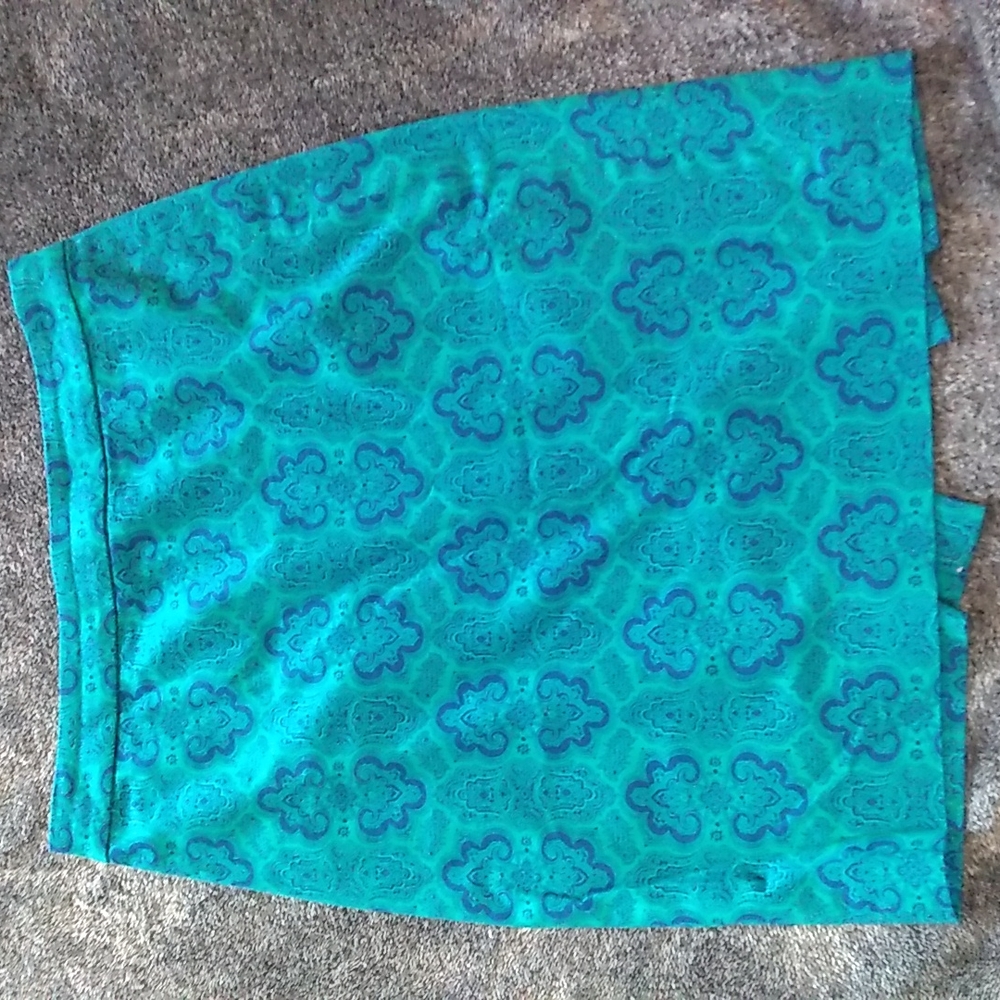 J. Crew Factory green and navy pencil skirt